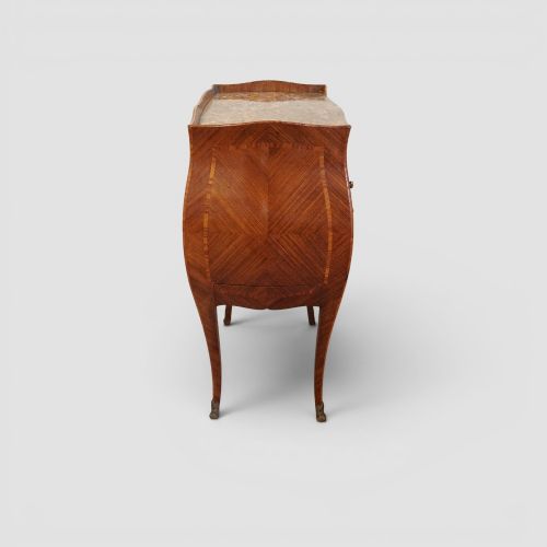 PAIR OF CONTINENTAL WALNUT KINGWOOD BEDSIDE CABINETS WITH MARBLE TOPS SIDE DRAWER CUPBOARD - ADDITIONAL PHOTO 7