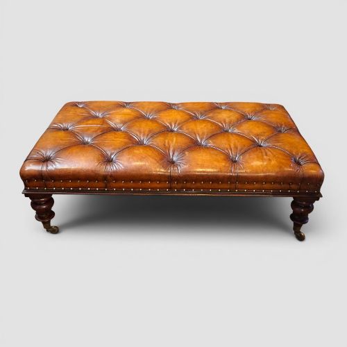 LARGE CHESTERFIELD LEATHER STOOL 132CMS