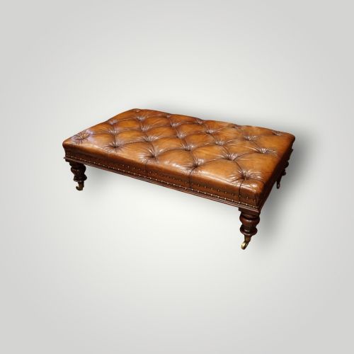 LARGE CHESTERFIELD LEATHER STOOL 132CMS - ADDITIONAL PHOTO 1