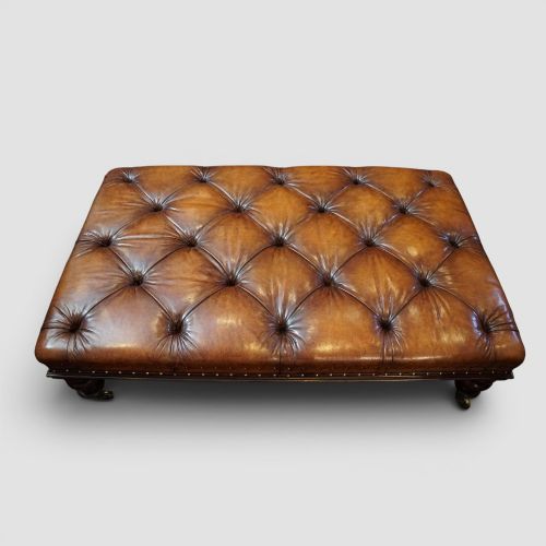 LARGE CHESTERFIELD LEATHER STOOL 132CMS - ADDITIONAL PHOTO 7