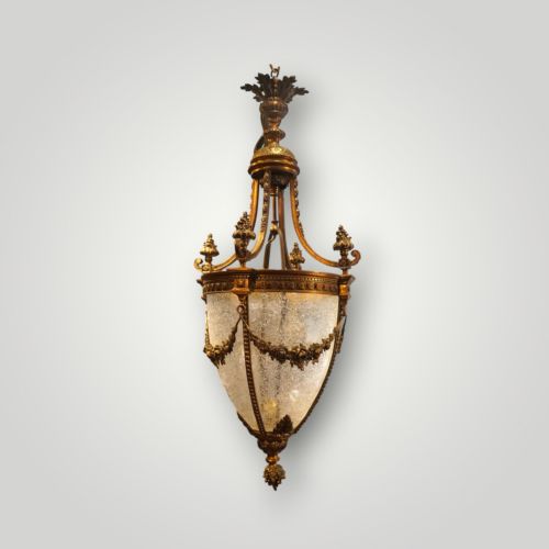 19th Century Gilt Bronze Antique Hall Lantern