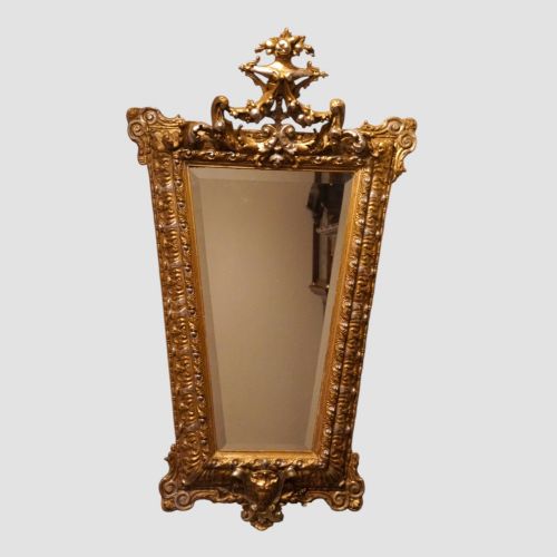Antique Gilt & Silver-gilt Trapezoidal Mirror – 130cm