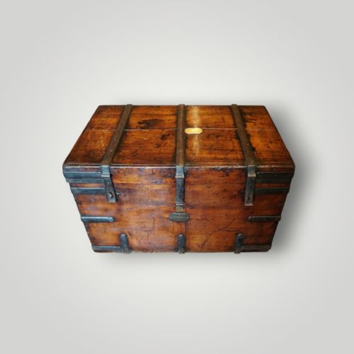 Antique Walnut Iron Bound Trunk of Sir Randolph Isham Routh Kcb, Waterloo Commissary General