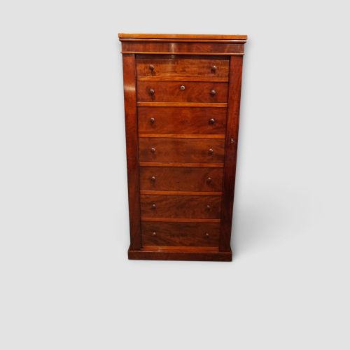 Victorian Mahogany Secretaire Wellington Chest with Locking Flap