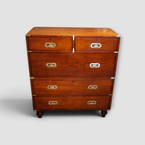 Victorian Teak Campaign Chest by Army & Navy Stores
