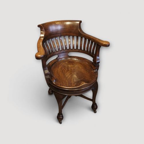 Edwardian Oak Revolving Desk Chair