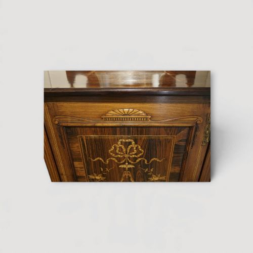 fig 4. Late Victorian Inlaid Rosewood Music Cabinet with Mirror – Antique Sheet Music Cabinet c.1890