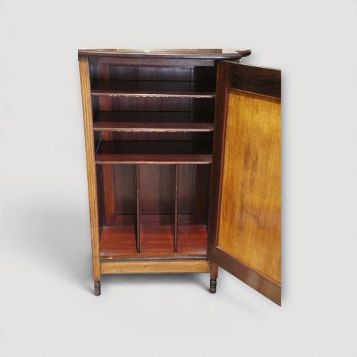 fig 7. Late Victorian Inlaid Rosewood Music Cabinet with Mirror – Antique Sheet Music Cabinet c.1890