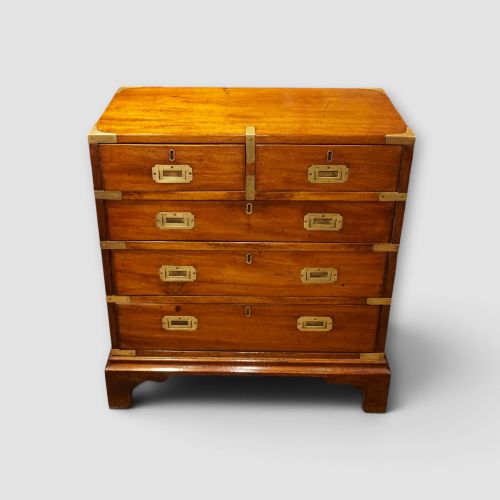 Brass Bound Military Campaign Style Chest of Drawers