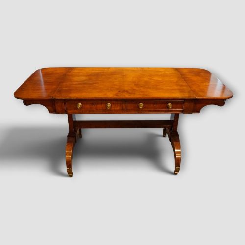 Exceptional Regency Burr Satinwood Sofa Table with Drop Leaves C.1820