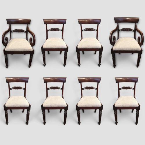 Set of 8 William IV Mahogany Dining Chairs, Circa 1835