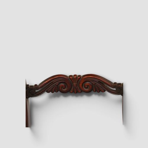 fig 7. A set of eight William IV dark mahogany dining chairs comprising six side chairs and two carvers with turned front legs and light neutral upholstered seats.