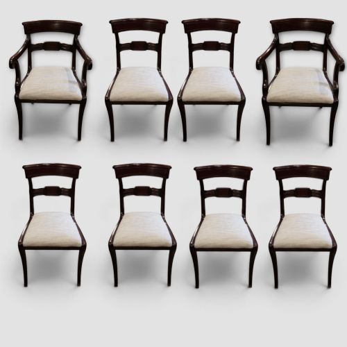 Set of 8 Regency Mahogany Sabre Leg Dining Chairs C.1820
