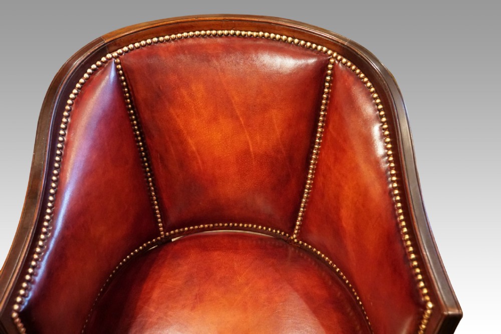 Edwardian leather tub desk chair View VII