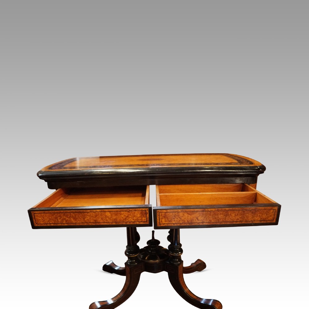 Victorian ebonised card table  View II