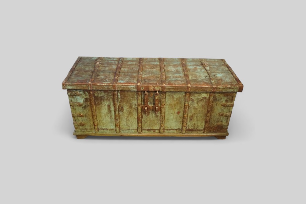 Antique decorated teak trunk