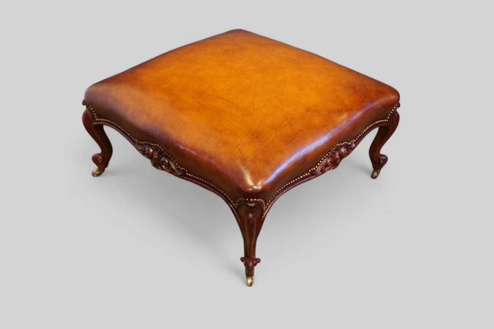 Large Victorian leather stool