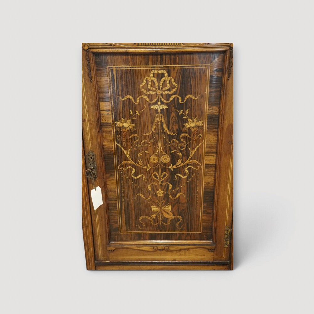 Late Victorian Inlaid Rosewood Music Cabinet with Mirror – Antique Sheet Music Cabinet c.1890 View III