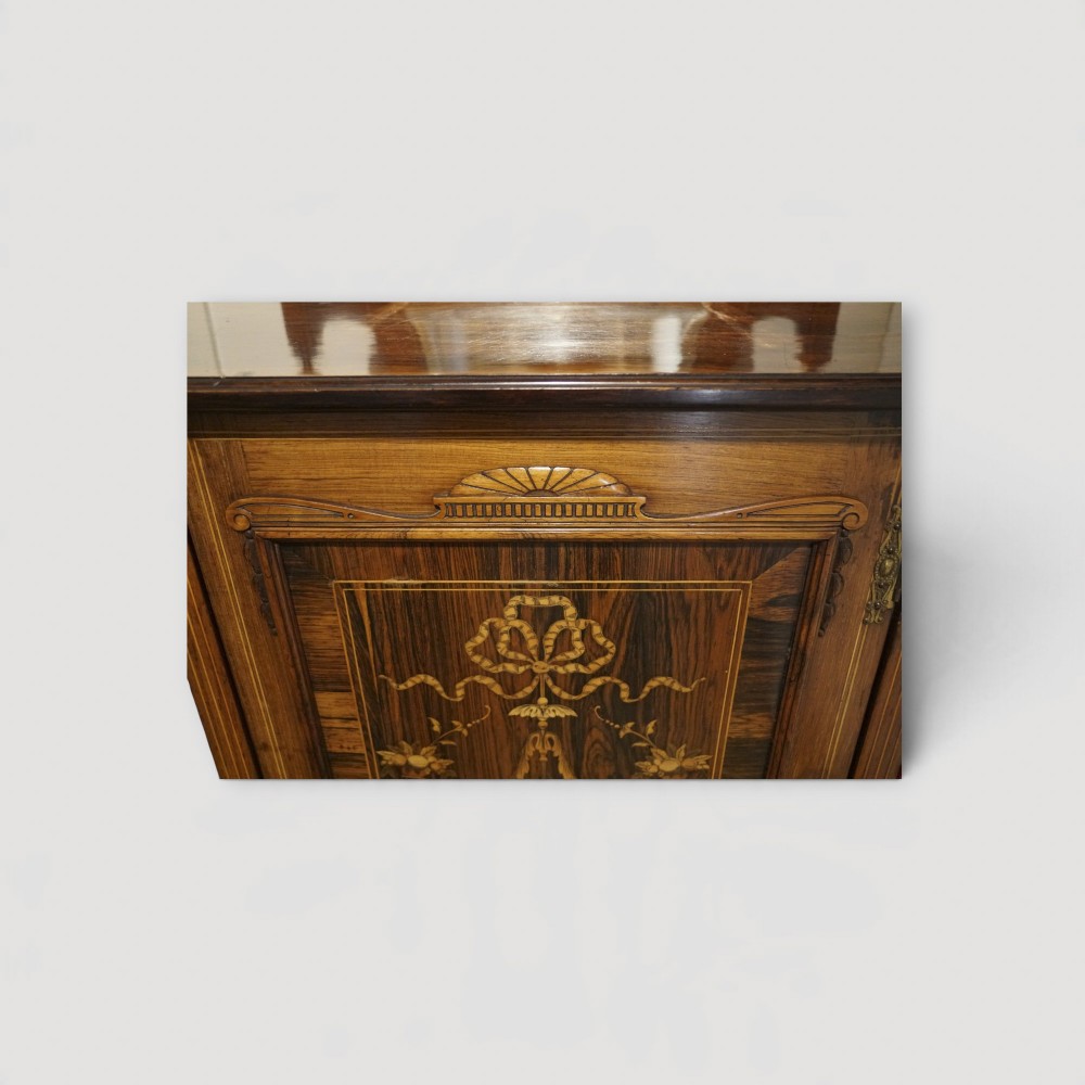 Late Victorian Inlaid Rosewood Music Cabinet with Mirror – Antique Sheet Music Cabinet c.1890 View V