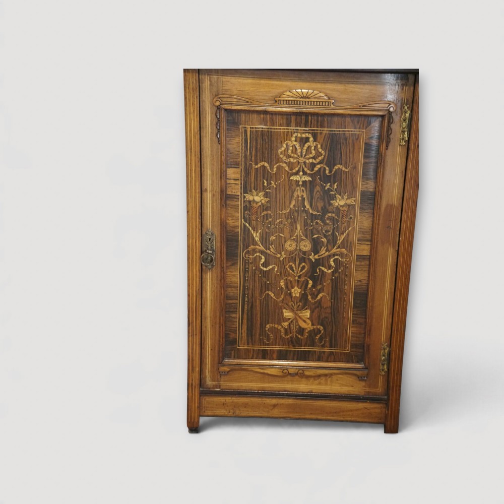 Late Victorian Inlaid Rosewood Music Cabinet with Mirror – Antique Sheet Music Cabinet c.1890 View VI