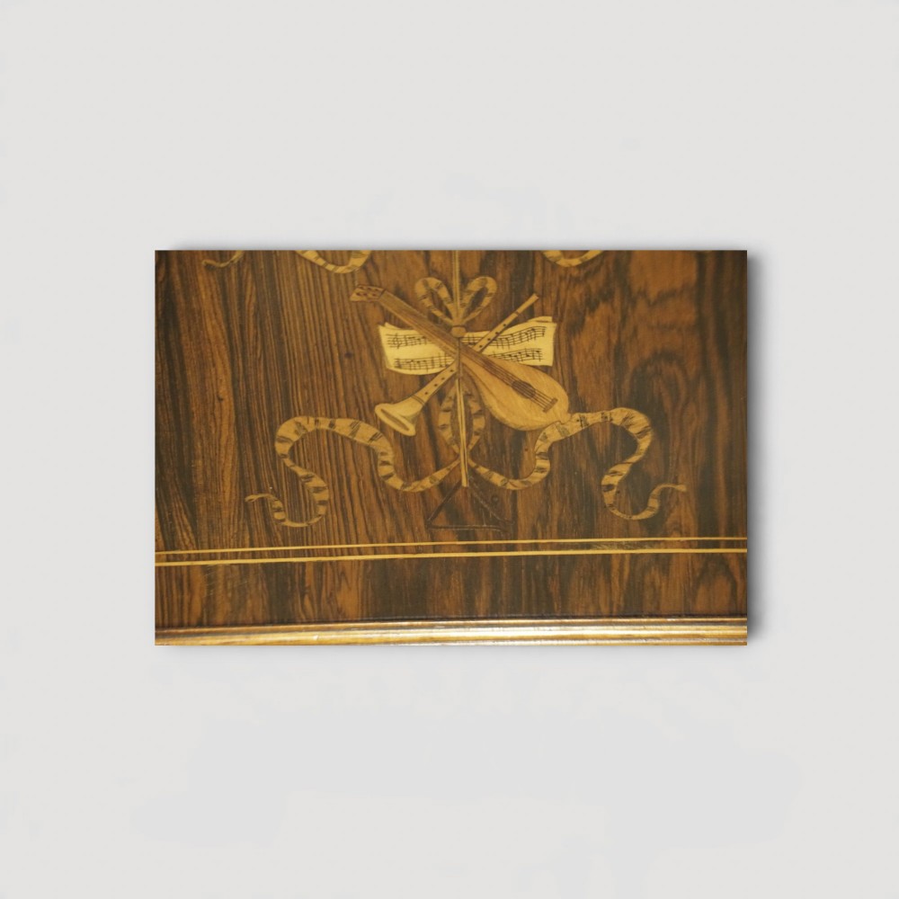 Late Victorian Inlaid Rosewood Music Cabinet with Mirror – Antique Sheet Music Cabinet c.1890 View VII