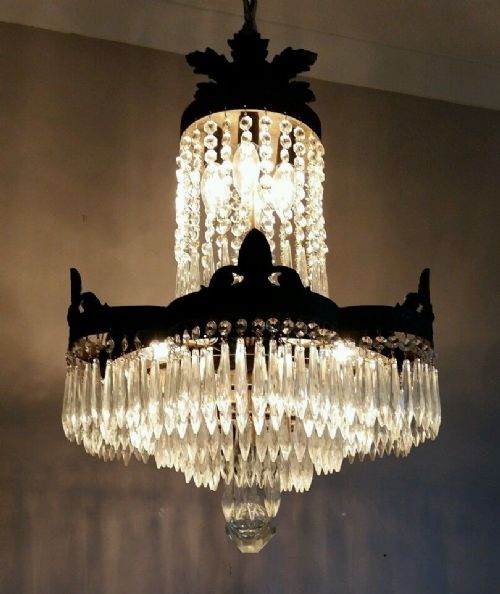 French C1910 Waterfall Chandelier Fully Restored