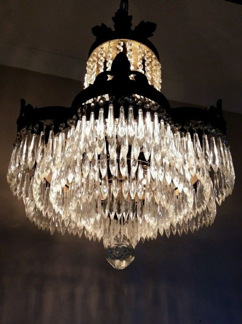 fig 1. French c1910 Waterfall Chandelier Fully Restored