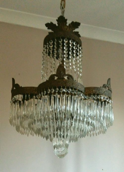 fig 2. French c1910 Waterfall Chandelier Fully Restored