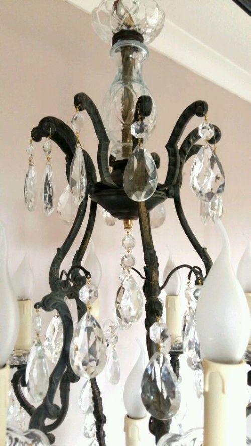 fig 3. French c1910 10 Arm Birdcage Crystal Chandelier Fully Restored
