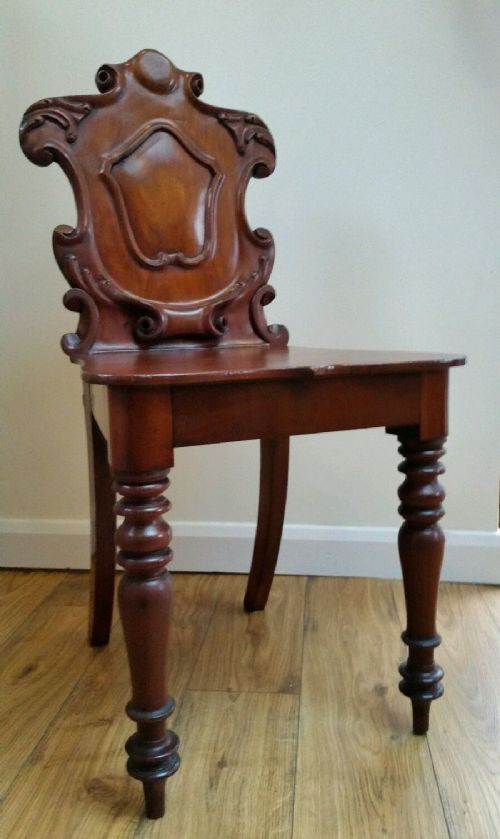 Victorian C1880 Shield-back Carved Mahogany Hall/bedside Chair