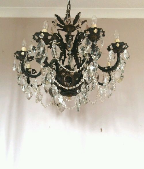 fig 3. French c1910 8 Arms Crystal Chandelier Fully Restored