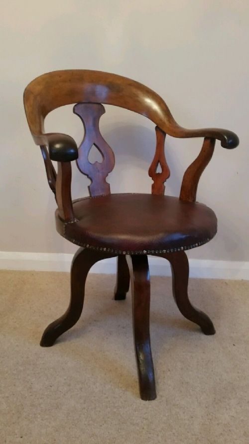 Victorian Fine Mahogany Swivel Office Desk Chair