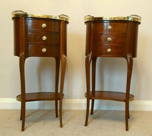 fig 1. Fine Pair c1900 French Flame Mahogany Bedside Cabinets