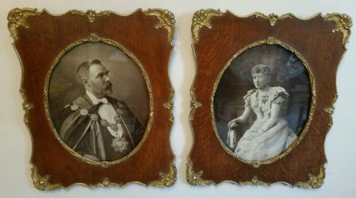 Edwardian Pair of Large Photos/portraits in Wood&gilt Frames