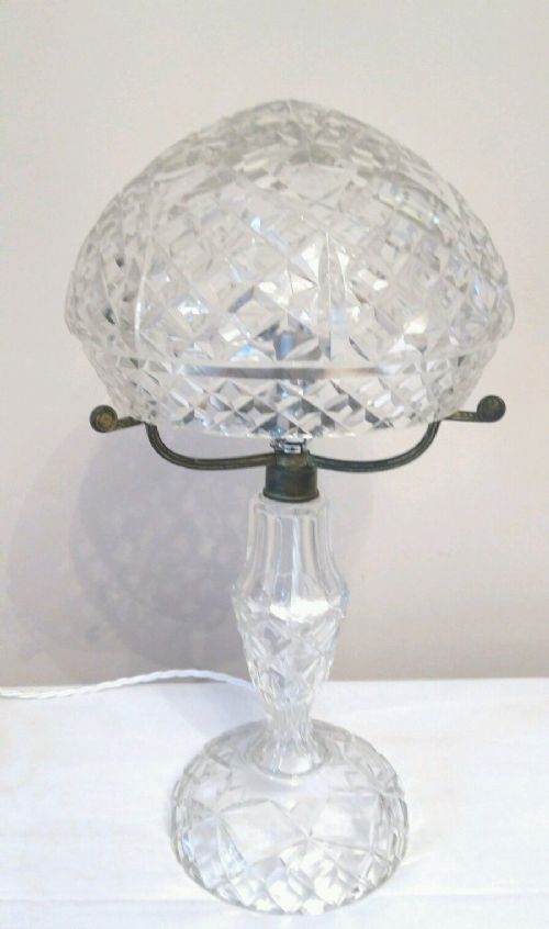 C1920 Crystal Mushroom Table Lamp. Fully Re-wired