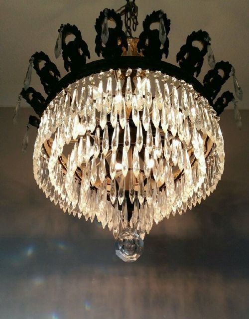 fig 3. Empire c1910 Waterfall Chandelier Fully Restored