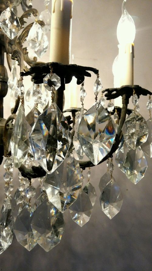 fig 3. French c1910 10 Arm Birdcage Crystal Chandelier Fully Restored