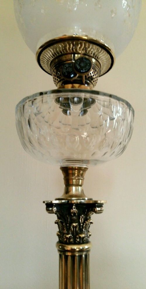 fig 1. Victorian Duplex Twin Burner Corinthian Column Oil Lamp
