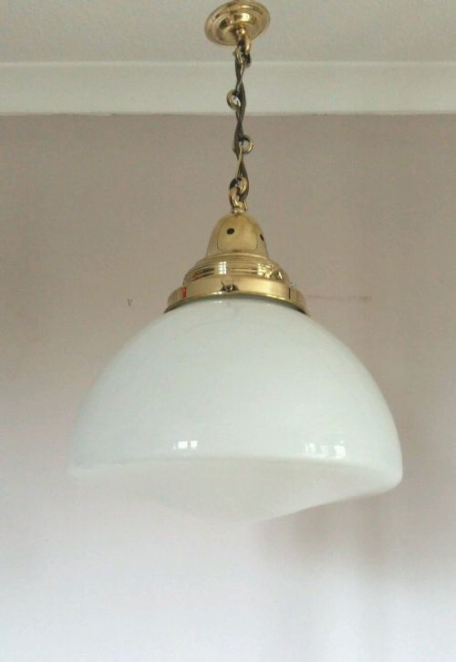 Large Edwardian Opaline Chapel Ceiling Lamp Rewired