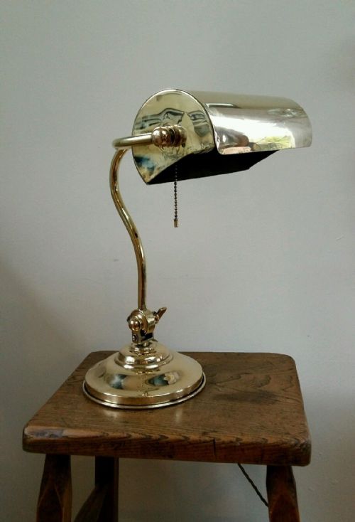 C1920 Brass Bankers Desk Lamp