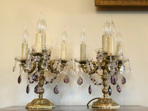 Pair French C1910 Gilt Bronze 4 Light Candelabras