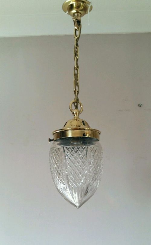 Edwardian Pineapple Cut Crystal Ceiling Lamp