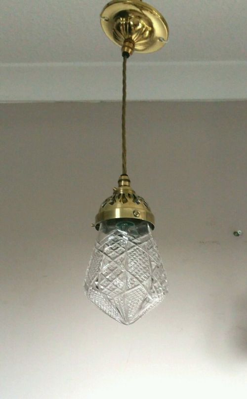 Edwardian Pineapple Cut Crystal Ceiling Lamp