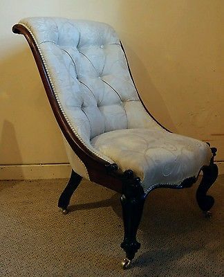 C1870 Fine Mahogany Sweeping Back Deep Button Chair