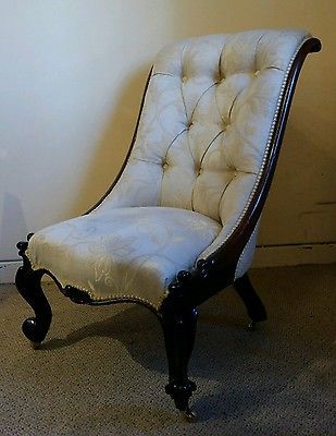 fig 1. c1870 Fine Mahogany Sweeping Back Deep Button Chair
