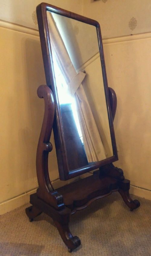 C1870 Mahogany Floor Standing Dressing Cheval Mirror
