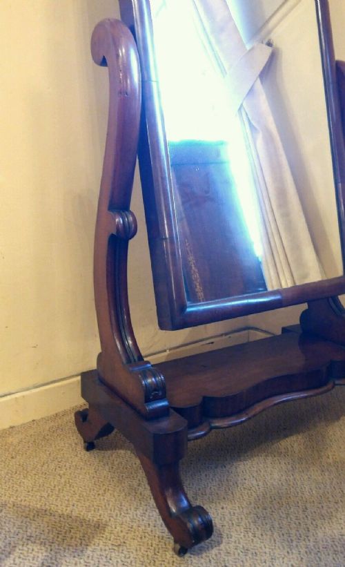 fig 1. c1870 Mahogany Floor Standing Dressing Cheval Mirror