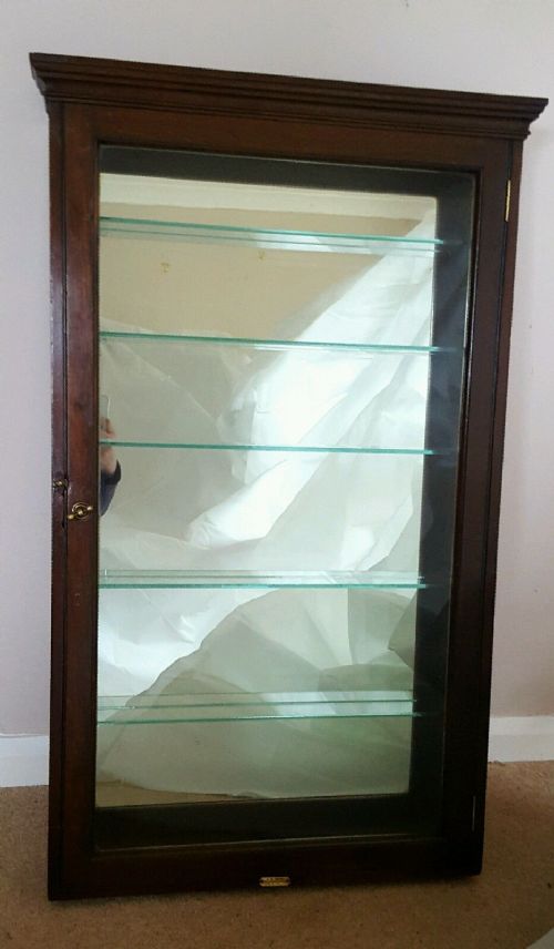 fig 1. Victorian Mahogany Wall Mounted Shop Display Cabinet