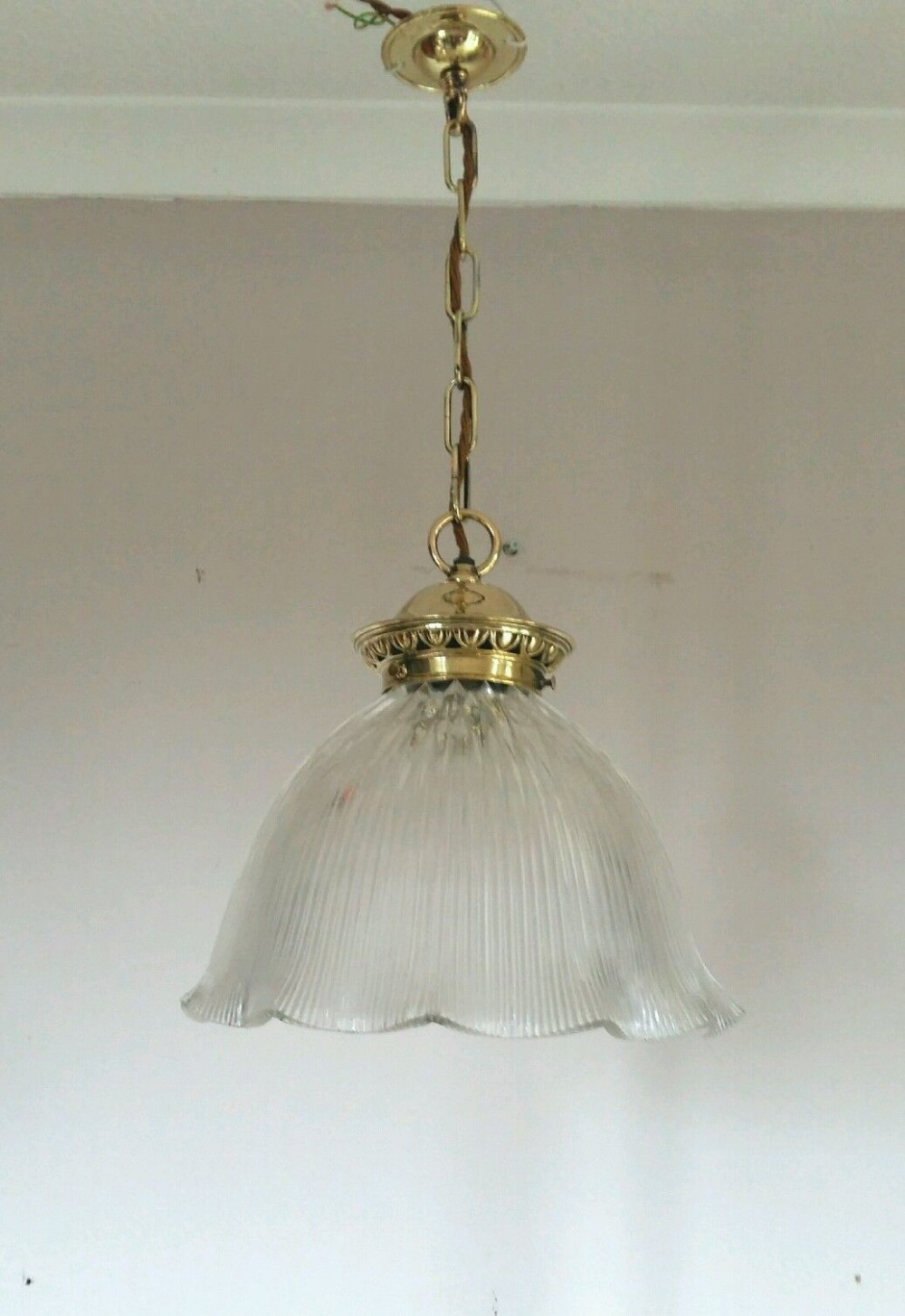 Very Large Original Edwardian Halophane Ceiling light.Rewired