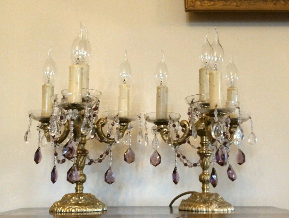 Pair French c1910 Gilt Bronze 4 light Candelabras